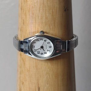Silver Tone Metal Stretch Band Watch